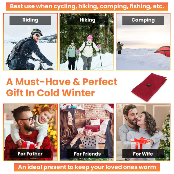 Heated Neck Wrap Warm Heated Scarf USB Powered With 3 Temperature Modes Soft Skin-Friendly Washable Scarf For Winter Camping Fishing